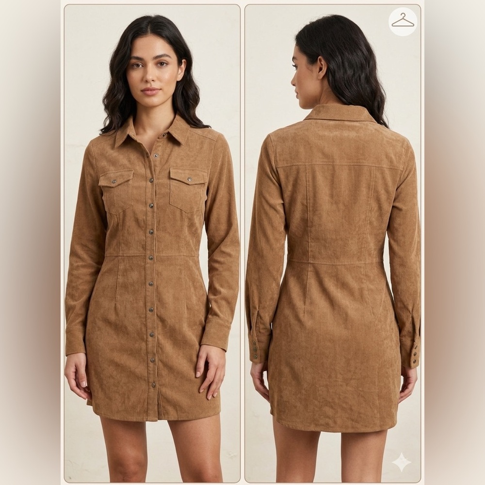 Brown Corduroy Shirt Dress HYFVE brand new size small